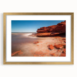 Extra large abstract art print of a Canadian landscape in textured gold frame, ideal for living room decor.