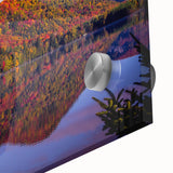 Large abstract wall art depicting Quebec scenery in mid-century modernist style on acrylic glass.