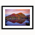 Extra large, colorful abstract art print of a textured Quebec scenery on a framed canvas, ideal for living room decor.