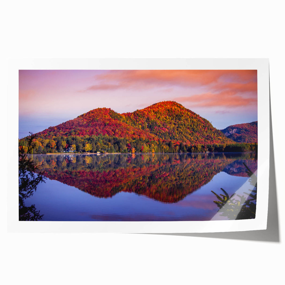 Rolled print of Quebec scenery with vibrant green and blue tones, ideal for art wall dining room.