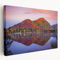 Scenic Quebec landscape on large stretched canvas, featuring muted earth tones, ideal for kitchen wall art.
