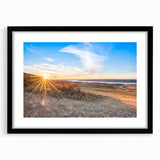 Extra large textured abstract art print depicting vibrant, colorful scenery of Saskatchewan, in a black frame with mat.