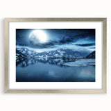 Textured abstract art print of Yukon scenery in muted earth tones, framed in silver, ideal for bedroom art.