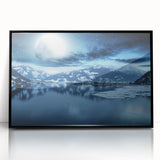 Large abstract wall art depicting Yukon scenery in muted earth tones on a black framed acrylic.