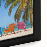 Extra large framed canvas featuring a textured Caribbean Antigua scenery in vibrant colors, ideal for living room decor.