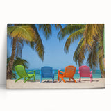 Black and white photo of Caribbean scenery on large stretched canvas, ideal for kitchen wall art.