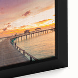 Extra large framed canvas of a textured Caribbean scenery in vibrant colors, ideal for living room decor.