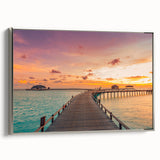 Landscape art painting of the Caribbean Bahamas on framed canvas, featuring vibrant blues and greens.