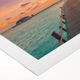 Art deco poster featuring a vibrant Caribbean scenery on rolled canvas, ideal for dining room wall art.