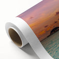 Art Deco style poster of Caribbean scenery on rolled canvas, featuring pastel shades, ideal for nursery wall art.