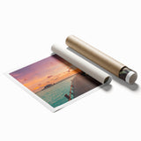 Extra large rolled print of a Caribbean Bahamas scenery with vibrant ocean and sky tones, ideal for classy bathroom wall art.