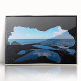 Large acrylic print of a Caribbean Barbados scenery in silver frame, suitable for modern art wall decor.