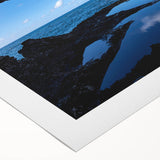 Art deco poster featuring a vibrant Barbados beach scene on rolled canvas, ideal for dining room wall art.