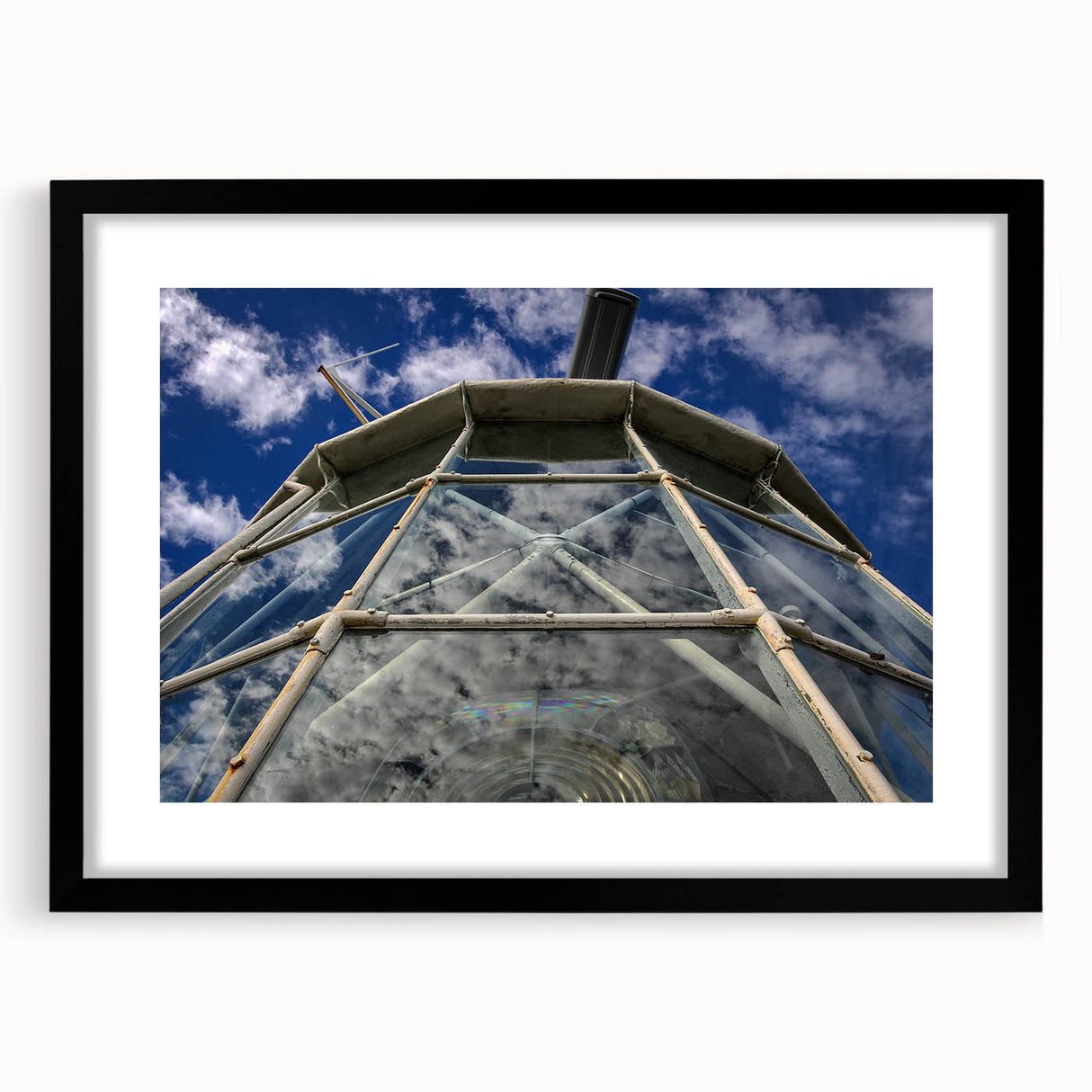 Extra large abstract art print featuring textured, colorful Caribbean scenery on a framed black mat.
