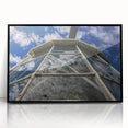 Large abstract wall art of Caribbean scenery in muted blue and green tones, framed acrylic.
