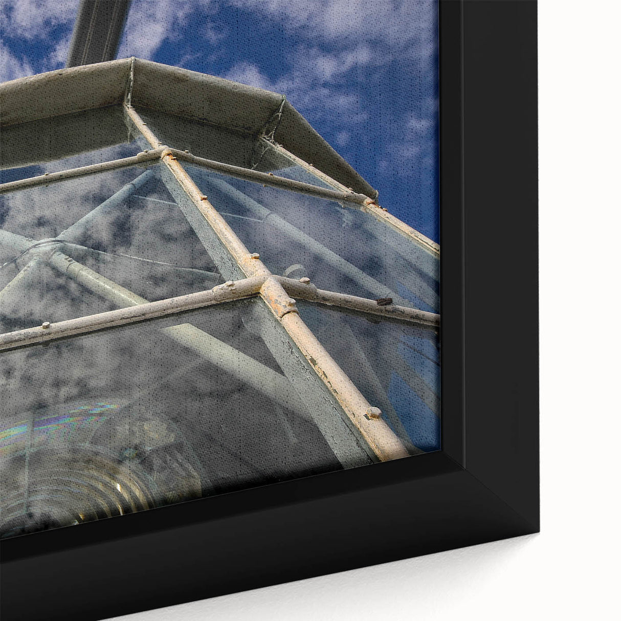 Extra large framed canvas featuring a textured, colorful Caribbean scenery, ideal for living room decor.