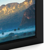 Extra large framed canvas depicting a textured Caribbean scene in vibrant colors, ideal for living room decor.