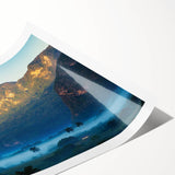 Extra large wall art featuring line art flowers with vibrant Caribbean-inspired hues on a rolled print.