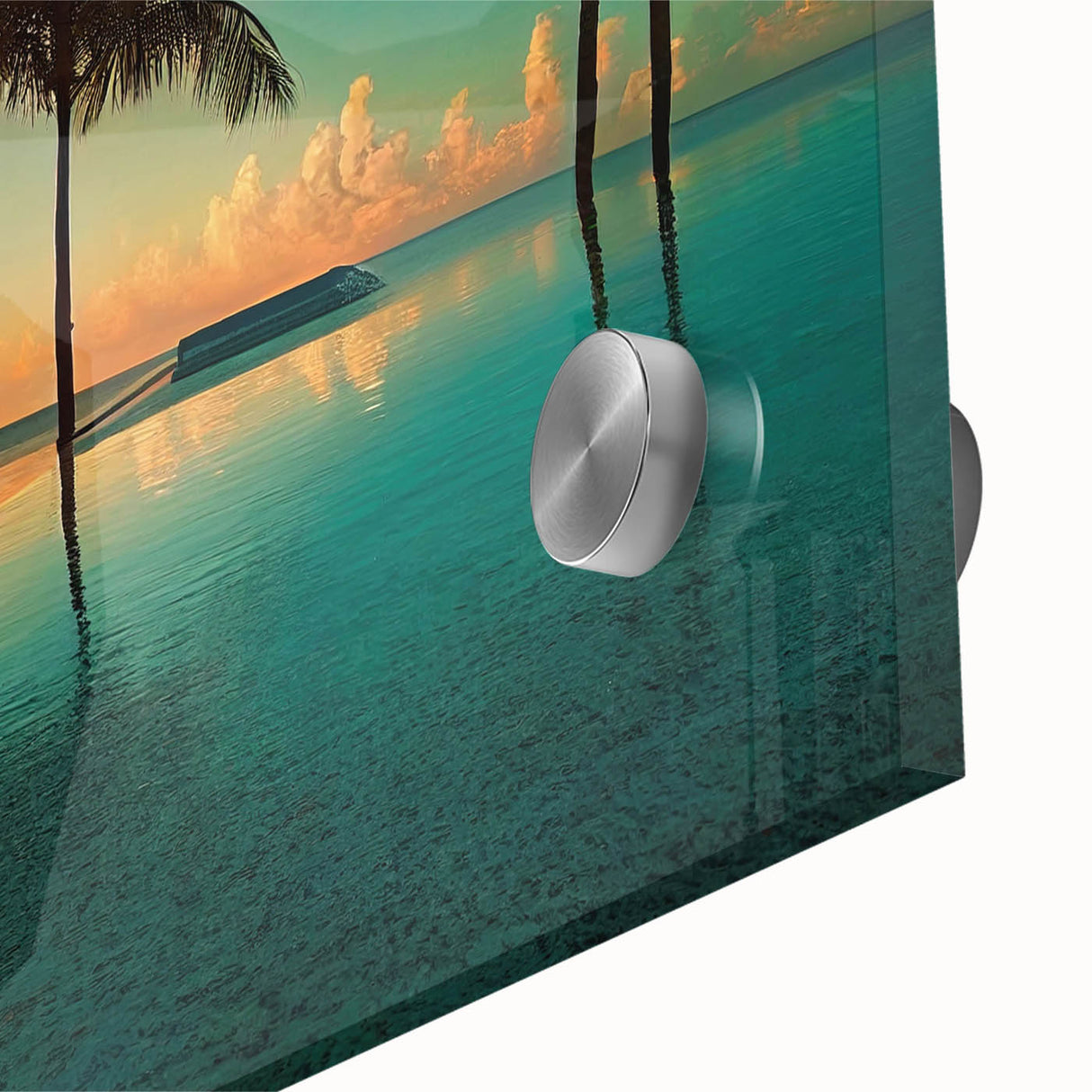 Large abstract wall art depicting vibrant Caribbean scenery on acrylic glass, ideal for dining room art.