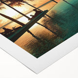 Art Deco poster featuring a vibrant Caribbean scenery on rolled canvas, suitable for dining room wall art.