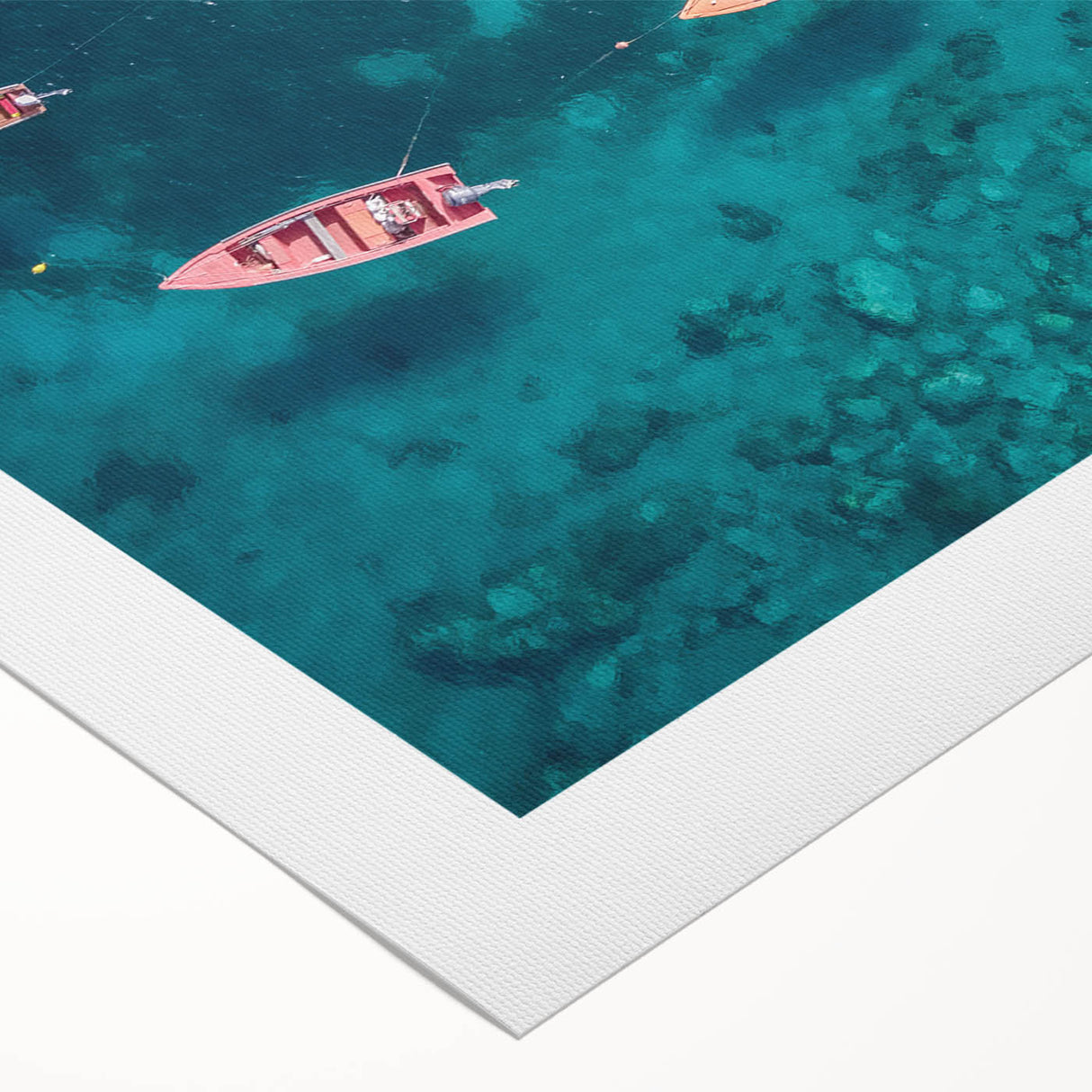 Art deco poster featuring a serene Caribbean scenery on rolled canvas, ideal for dining room or bathroom wall art.