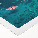 Art deco poster featuring a serene Caribbean scenery on rolled canvas, ideal for dining room or bathroom wall art.