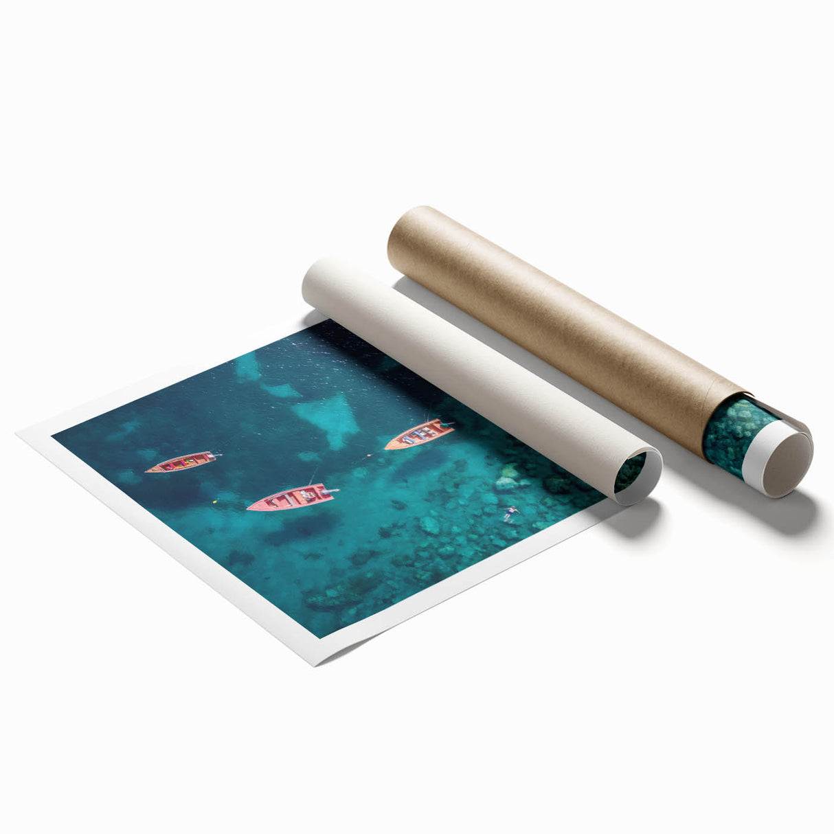 Extra large rolled print of a Caribbean Martinique scenery with vivid floral elements, ideal for classy bathroom wall art.
