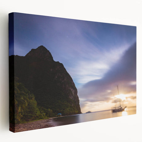 Large stretched canvas depicting a serene Caribbean beach scene, ideal for kitchen wall art.