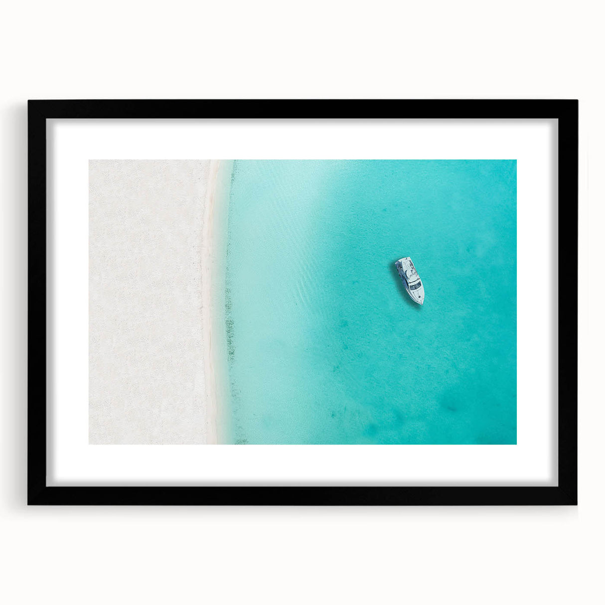 Extra large abstract art print featuring a colorful, textured Caribbean scene on a framed black mat.