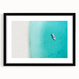 Extra large abstract art print featuring a colorful, textured Caribbean scene on a framed black mat.