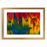 Extra large abstract art print of Central American scenery in gold frame, ideal for living room decor.