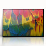 Large abstract wall art depicting a vibrant Costa Rican landscape, framed in black acrylic.
