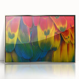 Mid-century modernist art depicting a serene Costa Rican landscape in muted earth tones on a silver-framed acrylic print.