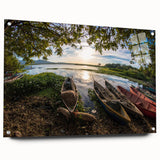 Large abstract wall art depicting a Central American landscape in vibrant greens and blues on acrylic glass.