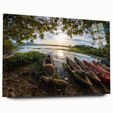 Acrylic glass print of a Central American landscape in vibrant green and blue tones.