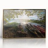 Framed acrylic print of a Salvadoran landscape in muted earth tones, ideal for modern art wall decor.