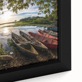 Extra large framed canvas of a textured, colorful Central American scenery in black, ideal for living room decor.