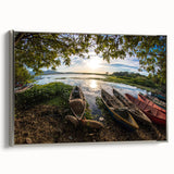 Framed canvas landscape art painting depicting a vintage-style colorful El Salvador scenery.