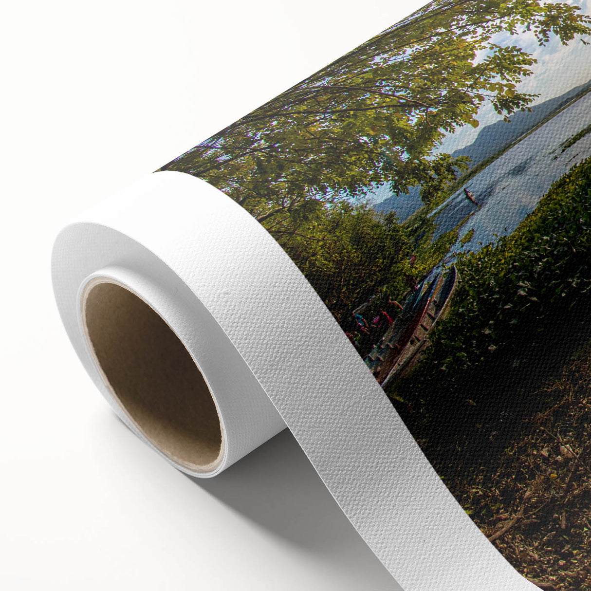 Art deco poster of a tranquil Salvadoran landscape in soft pastel shades on rolled canvas, ideal for nursery wall art.