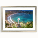 Textured abstract art print depicting a Central American scenery in muted earth tones, framed in silver.