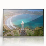 Mid-century modernist art of a Central American landscape in muted earth tones.