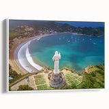 Vintage poster art of a scenic Central American landscape in vibrant colors on a large framed canvas.