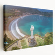 Large art print of a Central American landscape on stretched canvas, featuring vibrant green and blue tones.
