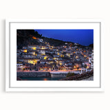 Textured abstract art print of a European landscape in muted earth tones, framed with a white mat.