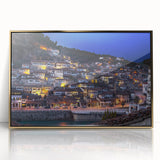 Art deco poster featuring a serene Albanian landscape in soft earth tones, acrylic framed, ideal for modern art wall decor.