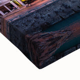 Large art featuring a black and white landscape painting of Albanian scenery on stretched canvas, suitable for bedroom decor.