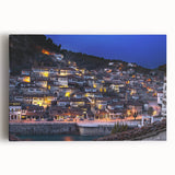 Black and white image of the Albanian coastline on stretched canvas, suitable as kitchen wall art or for bedroom ambiance.