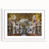 Textured art depicting an abstract European scenery in muted earth tones on a framed white mat, ideal for bedroom decor.