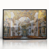 Large abstract wall art depicting a stylized Austrian landscape in muted earth tones on a framed acrylic.