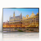 Framed acrylic print of a European Belgian scenery in muted earth tones, ideal for modern art wall decor.